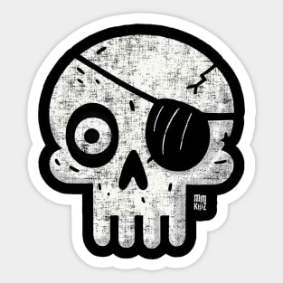 Kid's Cartoon Skull Eye Patch Graphic Tee | Fun Pirate Skull Sticker